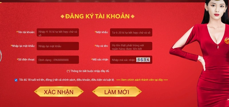 Hoàn tất biểu mẫu đăng ký Sodo6789