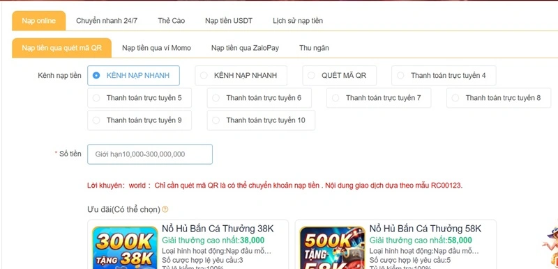 Nạp tiền Sodo6789 qua QR Code Nạp tiền Sodo6789 qua QR Code
